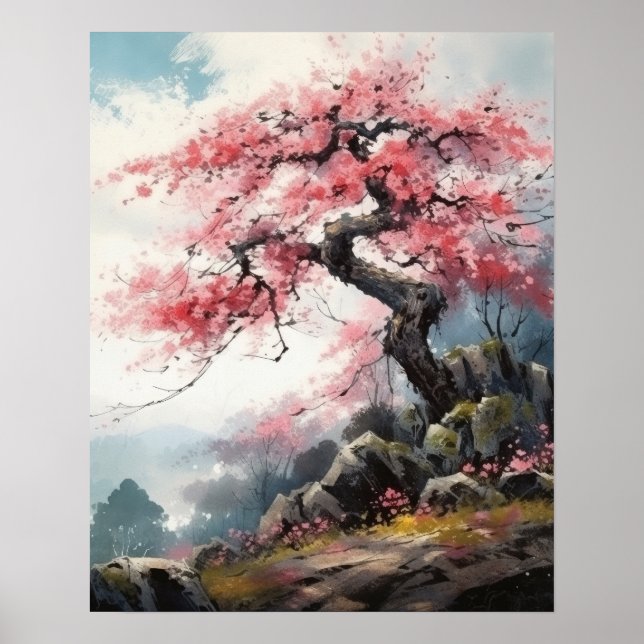 Impressão de Árvore de Cereja Sakura Japonês (Frente)