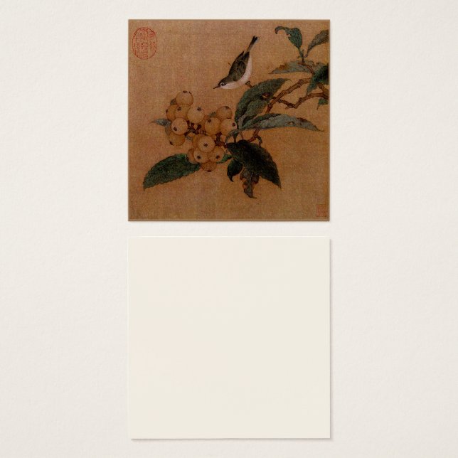 Impressão de aves e loquats chineses (Frente & Verso)