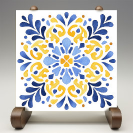 Impressão de Azulejo Amarelo Fleur-de-Lis