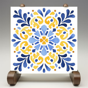 Impressão de Azulejo Amarelo Fleur-de-Lis