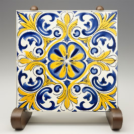 Impressão de Azulejo Amarelo Fleur-de-Lis