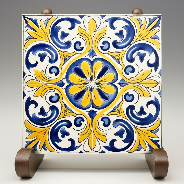 Impressão de Azulejo Amarelo Fleur-de-Lis (Criador carregado)