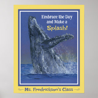 Impressão de baleia divertida para a borda amarela