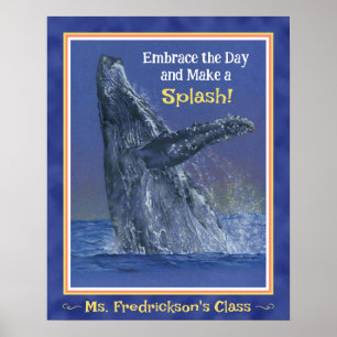 Impressão de baleia divertida para o limite azul p