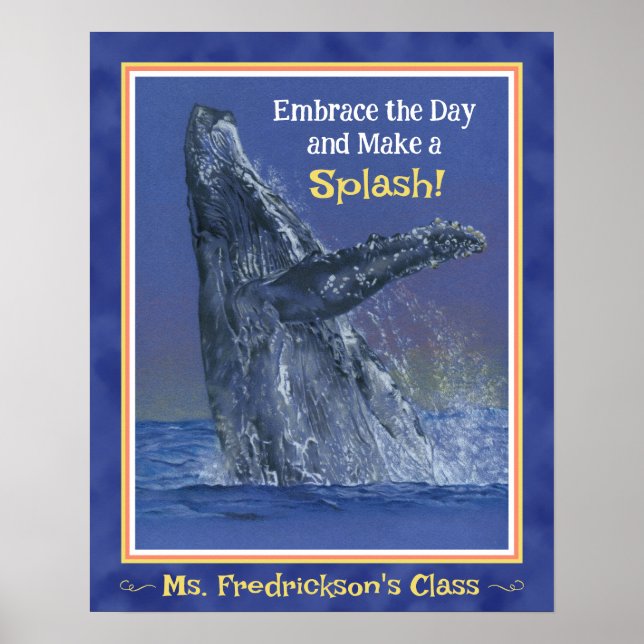 Impressão de baleia divertida para o limite azul p (Frente)