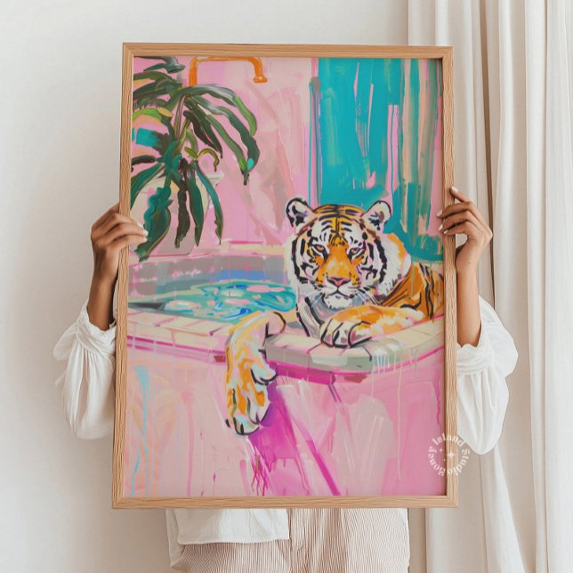 Impressão de Banheira de Tigre (Tiger Bathtub Bathroom Print)