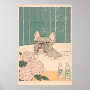 Impressão de Banheiro de Bulldog Francês Japonês U