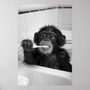 Impressão de Banheiro de Macaco Engraçado Estilo V