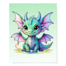 Impressão de Bebê Dragão Pastel