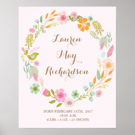 Impressão de bebê nascente de flores para uma meni