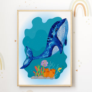 Impressão de Berçário de Baleia Poster Quarto de C