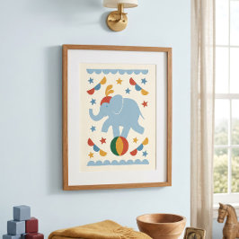 Impressão de Berçário de Elefante de Circo Vintage