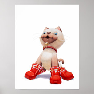 Impressão de Berçário de Gatinho com Botas Vermelh