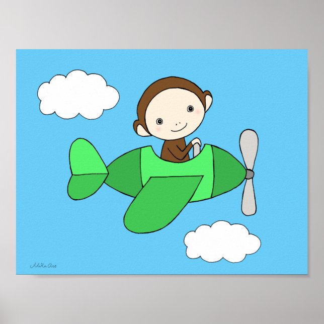 Impressão de Berçário de Macaco Macaco Feliz em Av (Frente)