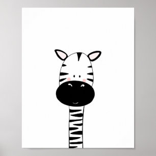 Impressão de berçário de zebra preto e branco mode