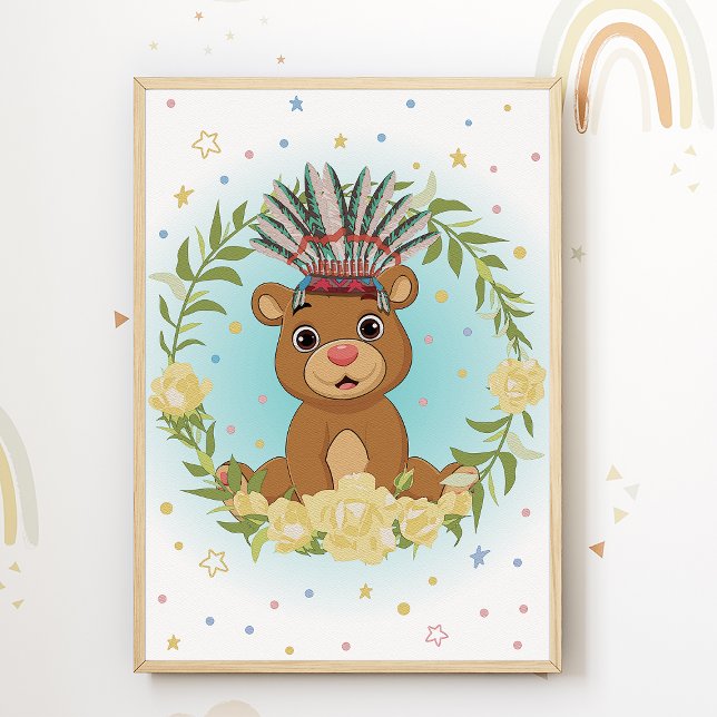 Impressão de Berço Indígena Americano de Urso Quar (Criador carregado)