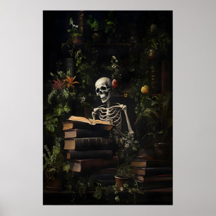 Impressão de Biblioteca Esqueleto Botânico, Dark A