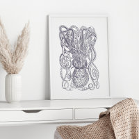 Impressão de Bloco de Desenho de Linha Octopus em 