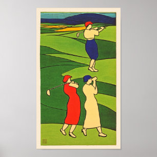 Impressão de Bloco de Madeira Golfista