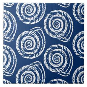 Impressão de Bloco de Seashell Espiral, Azul de Co