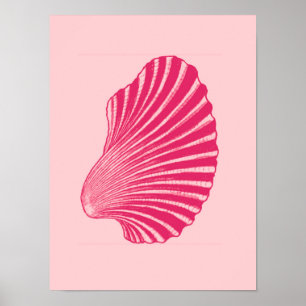 Impressão de Bloco de Shell Scallop, Fuchsia e Ros
