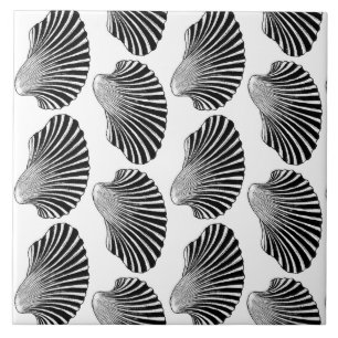 Impressão de Bloco de Shell Scallop, Preto e Bran