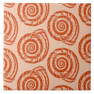 Impressão de bloco espiral do Seashell, laranja