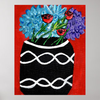 Impressão de Buquê Floral em Vaso (Semi-Brilho)
