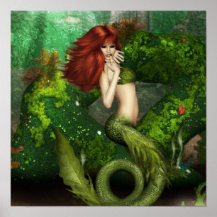 Impressão de cabelo vermelho da sereia