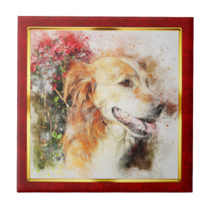 Impressão de cachorro abstrato emoldurado em verme
