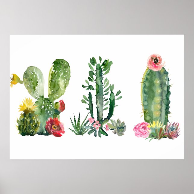 Impressão de Cactus Aquarela (Frente)