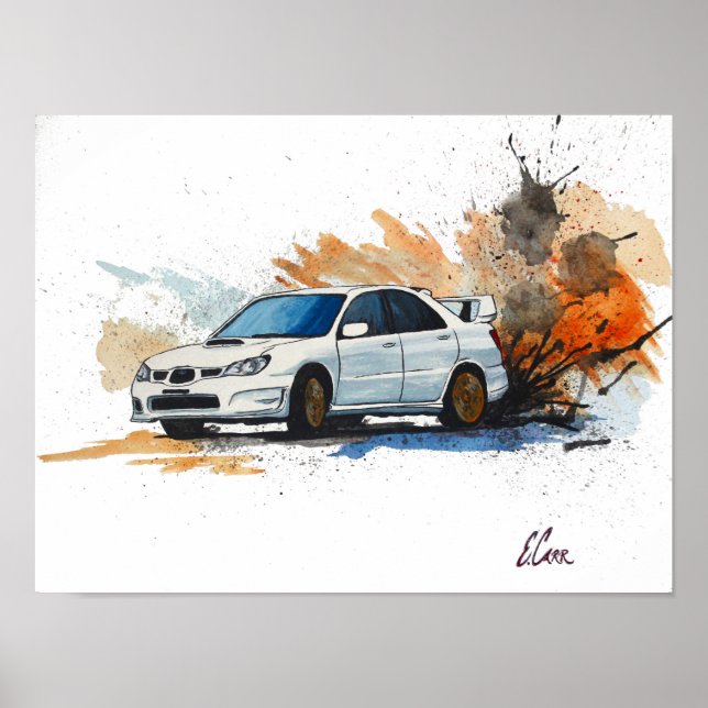 Impressão de Cadeias d'Água do Subaru STi (Frente)