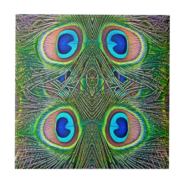 Impressão de Caleidoscópio de Penas de Pavão (Frente)