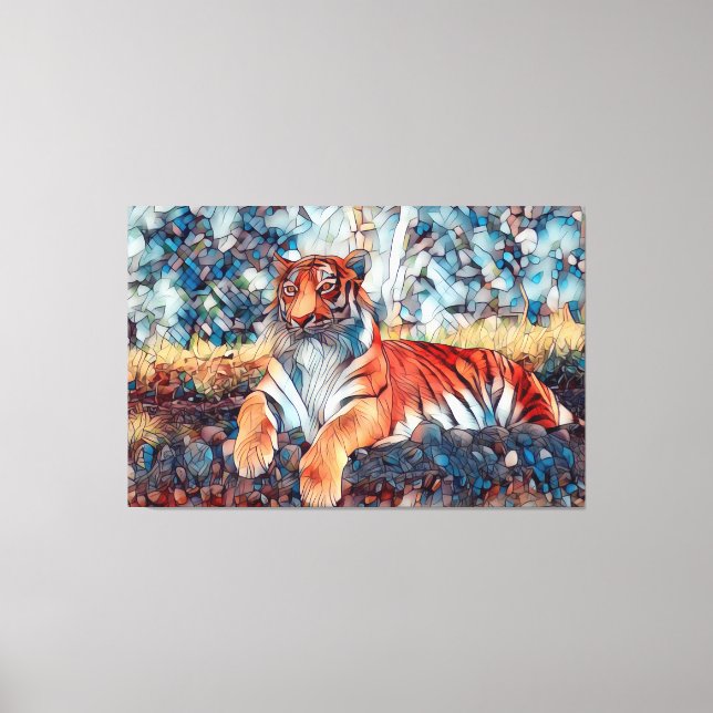 IMPRESSÃO DE CANVAS DE ARTE MOSAIC TIGER STRETCHED (Frente)