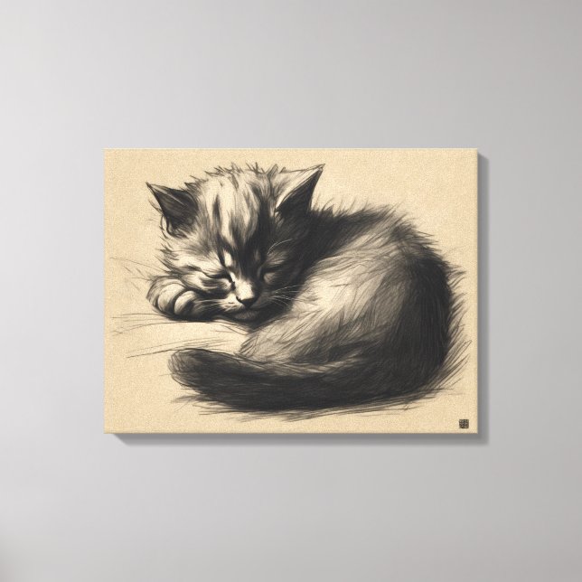 Impressão de Canvas de Desenho do Kitten (Frente)