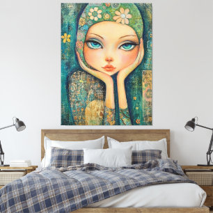 IMPRESSÃO DE CANVAS DE GAROTA DE OLHOS GRANDES
