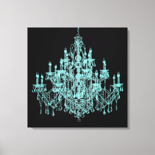 Impressão de Canvas de Muro de  Chandelier Azul Te