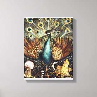 Impressão de Canvas de Peacock de Aquarela
