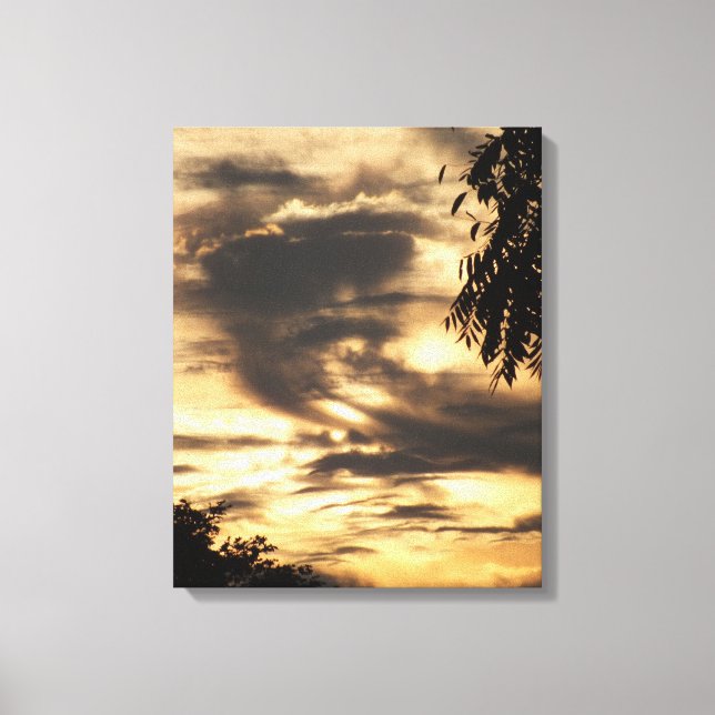 Impressão de Canvas do nascer do sol ouro nublado (Frente)