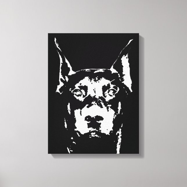 Impressão de Canvas preto e branco do Doberman (Frente)