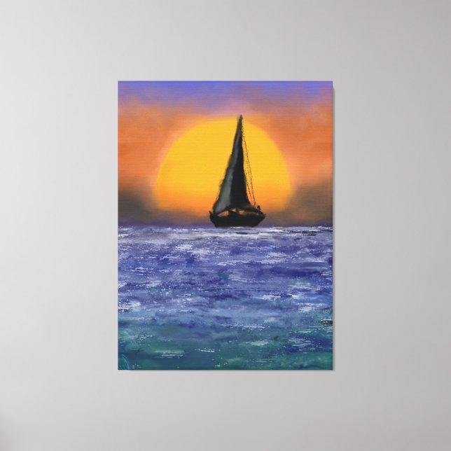 Impressão de Canvas Sunset para veleiro - Pintura (Frente)