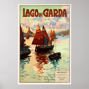 Impressão de Cartaz de Viagem Antiga do Lago Garda
