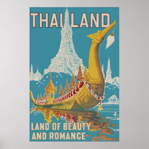 Impressão de Cartaz de Viagem Vintage da Tailândia
