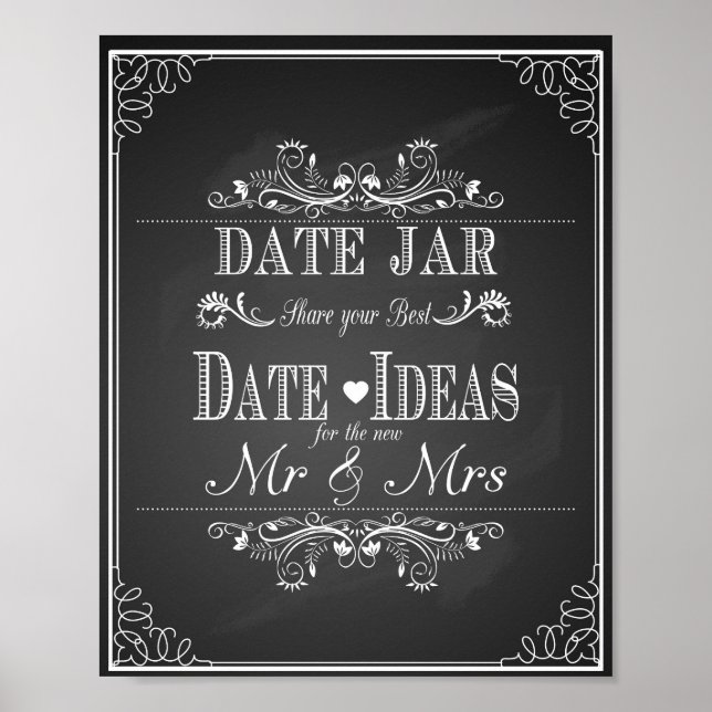 Impressão de Casamento "Date jar" quadro de colhei (Frente)