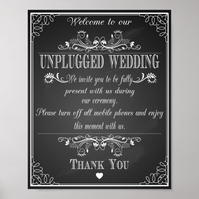 Impressão de Casamento Desplugado Chalkboard vinta (Frente)