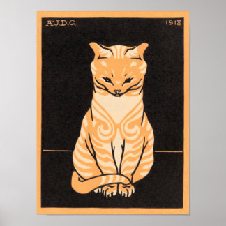 Impressão de Cat Sentado, Papel Poster de Valor (M