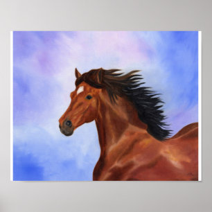 Impressão de cavalo Andaluz castanho