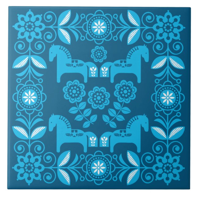 Impressão de Cavalo Sueco Dala Azul (Frente)