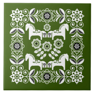Impressão de Cavalo Sueco Dala Verde