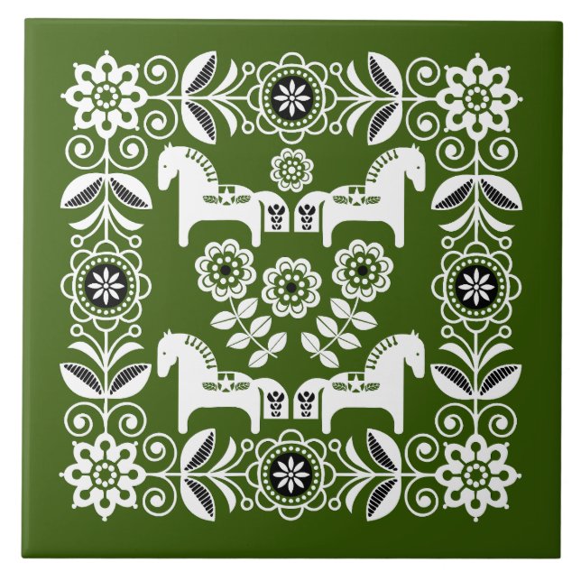 Impressão de Cavalo Sueco Dala Verde (Frente)